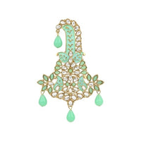 Etnico Gold Plated Meenakari Kundan Pearl Drop Safa Kalangi Brooch for Groom/Men/Dulha Pagadi (SM62Min)