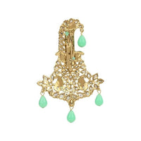 Etnico Gold Plated Meenakari Kundan Pearl Drop Safa Kalangi Brooch for Groom/Men/Dulha Pagadi (SM62Min)