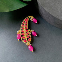 Etnico Gold Plated Kundan Safa Kalangi Brooch for Groom/Men/Dulha Pagadi (SM63Q)