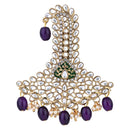 Etnico Gold Plated Traditional Stone Pearl Drop Safa Kalangi Brooch for Groom/Men/Dulha Pagadi (SM72Wi)