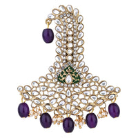 Etnico Gold Plated Traditional Stone Pearl Drop Safa Kalangi Brooch for Groom/Men/Dulha Pagadi (SM72Wi)
