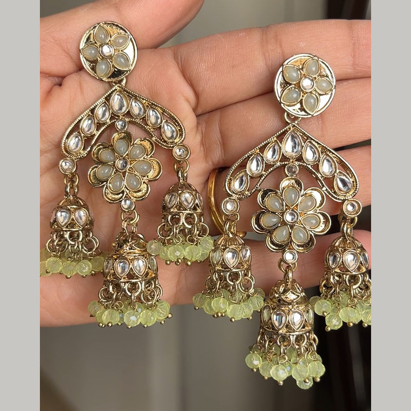 ShringarStreet Gold Plated Kundan And Beads Jhumki Earrings