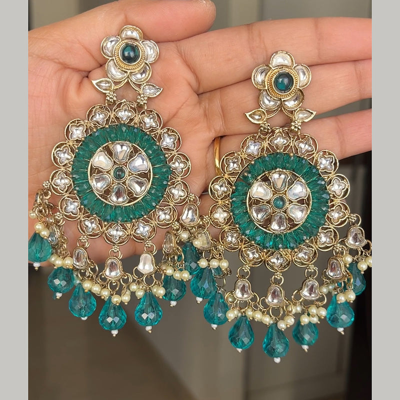 ShringarStreet Gold Plated Kundan Stone And Beads Dangler Earrings