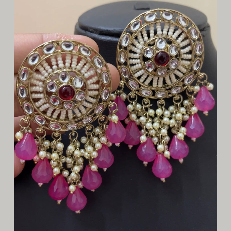 ShringarStreet Gold Plated Kundan And Beads Dangler Earrings