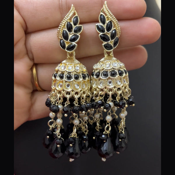 ShringarStreet Mehndi Polish Pota Stone And Beads Jhumki Earrings