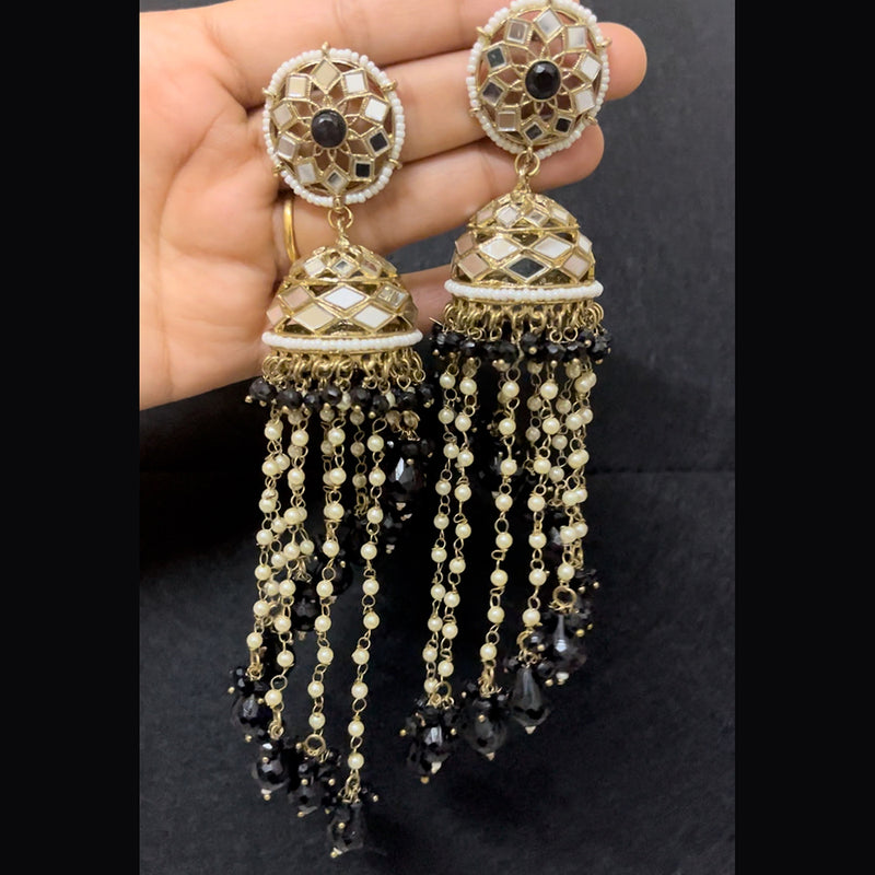 ShringarStreet Mehndi Polish Mirror And Beads Jhumki Earrings