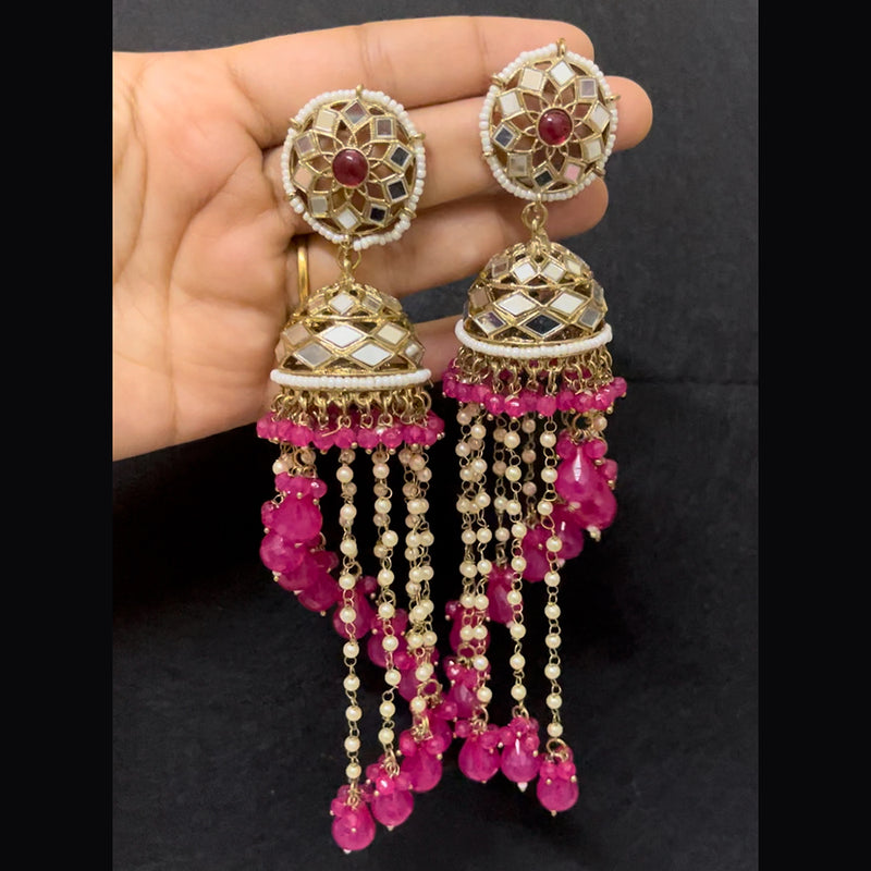 ShringarStreet Mehndi Polish Mirror And Beads Jhumki Earrings