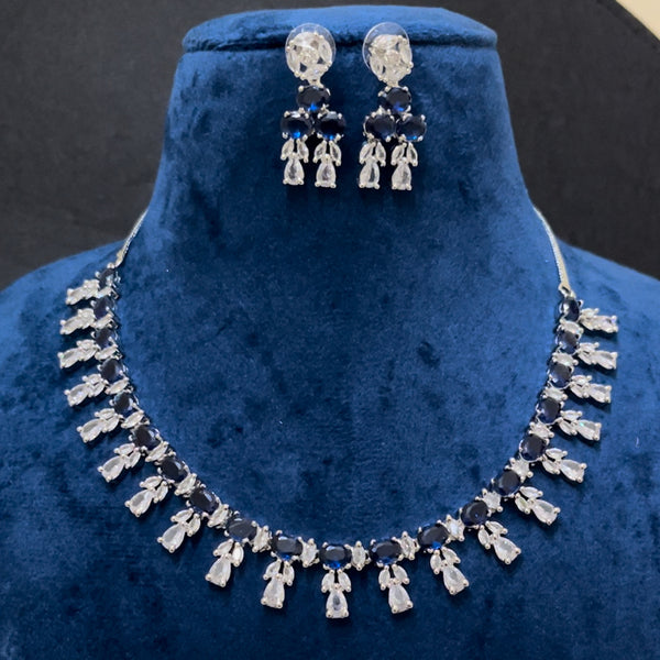ShringarStreet Silver Plated AD Necklace Set