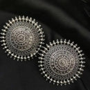 Bevy Pearls Vintage Style Oxidised Sun Motif Stud Earrings