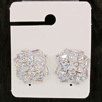 Dhwani Silver Plated Trendy Sparkle American Diamond Stud Earrings 