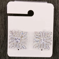 Dhwani Silver Plated Trendy Sparkle American Diamond Stud Earrings (Pack of 20)