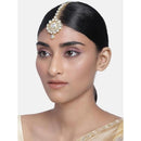 Etnico Gold Plated White Stone Maang Tikka for Women (T006W)
