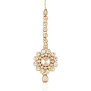 Etnico Gold Plated White Stone Maang Tikka for Women (T006W)