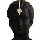 Etnico Gold Plated White Stone Maang Tikka for Women (T006W)