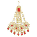 Etnico Gold Plated Pearl Drop Kundan Jhumar Passa/Jhoomar for Women (T2047R)