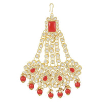 Etnico Gold Plated Pearl Drop Kundan Jhumar Passa/Jhoomar for Women (T2047R)