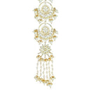 Etnico Gold Plated Kundan and Pearl Paranda/Hair Braid Pin Choti For Bridal (T2092W)