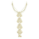 Etnico Gold Plated White Kundan and Pearl Paranda/Hair Braid Pin Choti For Bridal (T2096W)