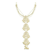 Etnico Gold Plated White Kundan and Pearl Paranda/Hair Braid Pin Choti For Bridal (T2096W)