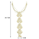 Etnico Gold Plated White Kundan and Pearl Paranda/Hair Braid Pin Choti For Bridal (T2096W)