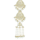 Etnico Gold Plated White Kundan and Pearl Paranda/Hair Braid Pin Choti For Bridal (T2097W)