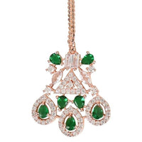 Etnico Rose Gold Plated Diamond Maang Tikka for Women (T2112G)