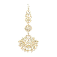 Etnico Gold Plated Kundan & Pearl Maang Tikka for Women (T2134W)