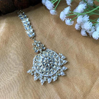 Etnico Gold Plated Kundan & Pearl Maang Tikka for Women (T2135W)