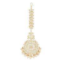 Etnico Gold Plated Kundan & Pearl Maang Tikka for Women (T2135W)
