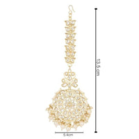 Etnico Gold Plated Kundan & Pearl Maang Tikka for Women (T2135W)