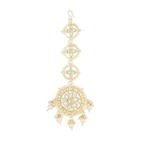 Etnico Gold Plated Kundan & Pearl Maang Tikka for Women (T2138W)