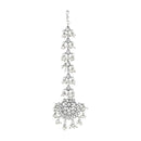 Etnico Silver Oxidised Kundan & Pearls Maang Tikka for women (T2141OX)