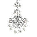 Etnico Silver Oxidised Kundan & Pearls Maang Tikka for women (T2141OX)