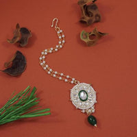 Etnico Gold Plated Traditional Kundan & Pearl Maang Tikka For Women (T2142G)