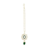 Etnico Gold Plated Traditional Kundan & Pearl Maang Tikka For Women (T2142G)