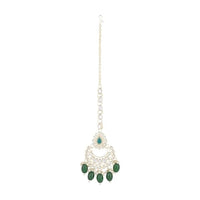 Etnico Gold Plated Traditional Kundan & Pearl Maang Tikka For Women (T2163G)