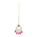Etnico Gold Plated Traditional Kundan & Pearl Maang Tikka For Women (T2163Q)