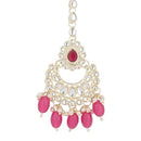 Etnico Gold Plated Traditional Kundan & Pearl Maang Tikka For Women (T2163Q)