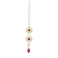 Etnico Gold Plated Traditional Kundan & Pearl Maang Tikka For Women (T2164Wi)