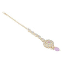 Etnico Gold Plated Traditional Kundan & Pearl Maang Tikka For Women (T2165Pu)