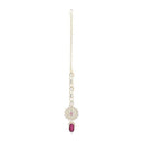 Etnico Gold Plated Traditional Kundan & Pearl Maang Tikka For Women (T2165Wi)