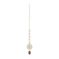 Etnico Gold Plated Traditional Kundan & Pearl Maang Tikka For Women (T2165Wi)