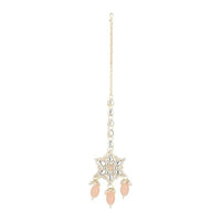 Etnico Gold Plated Traditional Kundan & Pearl Maang Tikka For Women (T2166Pe)