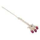 Etnico Gold Plated Traditional Kundan & Pearl Maang Tikka For Women (T2166Wi)