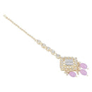 Etnico Gold Plated Traditional Kundan & Pearl Maang Tikka For Women (T2167Pu)