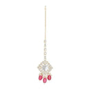 Etnico Gold Plated Traditional Kundan & Pearl Maang Tikka For Women (T2167Q)