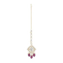 Etnico Gold Plated Traditional Kundan & Pearl Maang Tikka For Women (T2167Q)