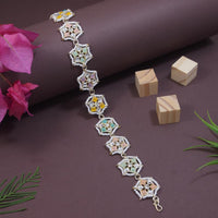 Etnico Gold Plated Kundan & Pearl Sheeshphool/Sheeshpatti for Women (T2197Mul)