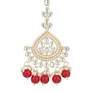 Etnico Gold Plated Traditional Kundan & Pearl Maang Tikka for Women (T3015M)