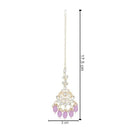 Etnico Gold Plated Traditional Kundan & Pearl Maang Tikka For Women (T3020Pu)